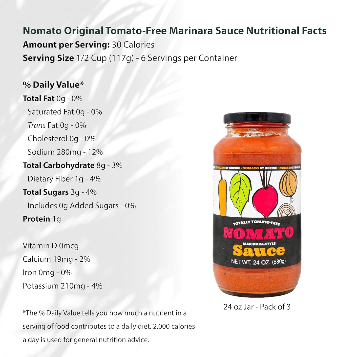 Nomato Tomato-Free Marinara Sauce – 24 oz, Bundle Pack of 3