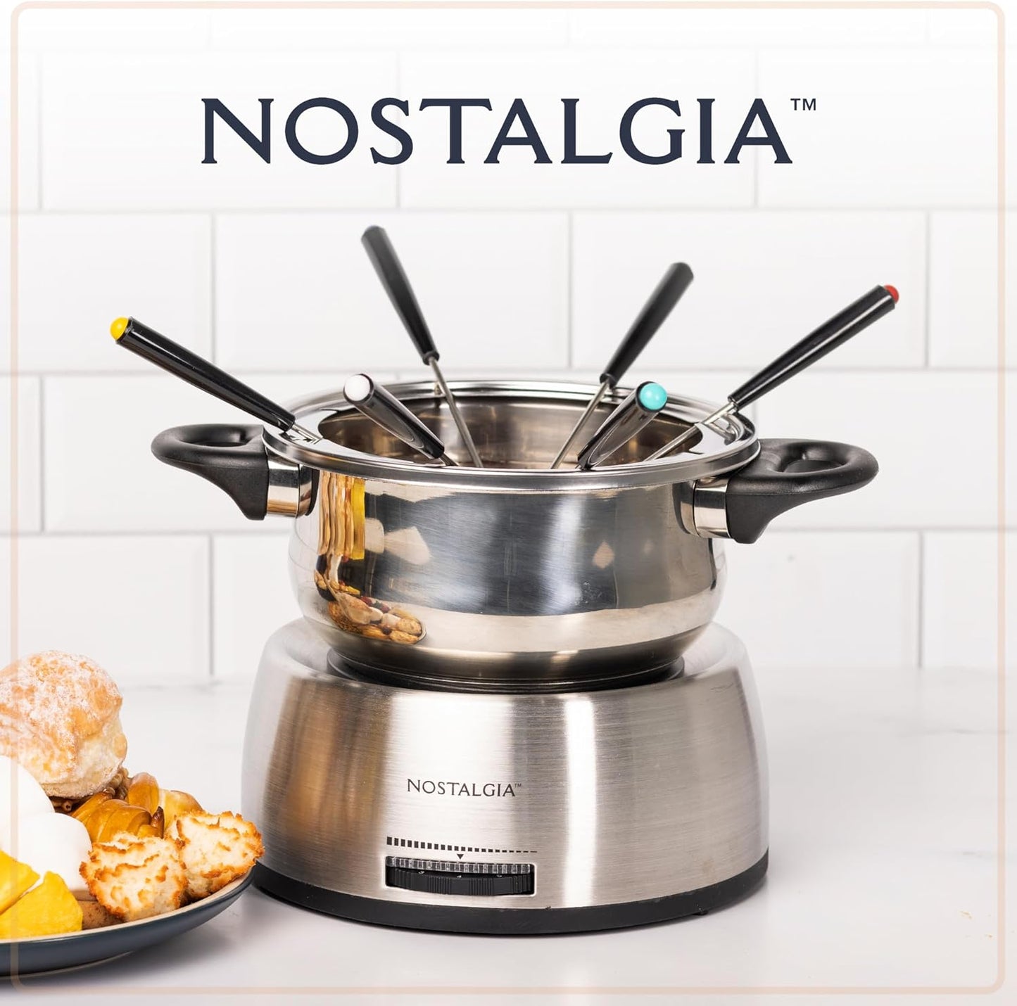 Nostalgia 6 Cup Electric Fondue Pot Set for Cheese & Chocolate