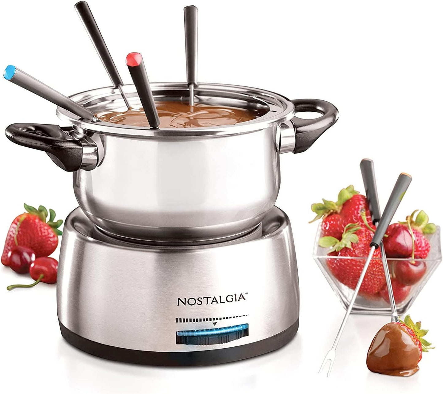 Nostalgia 6 Cup Electric Fondue Pot Set for Cheese & Chocolate