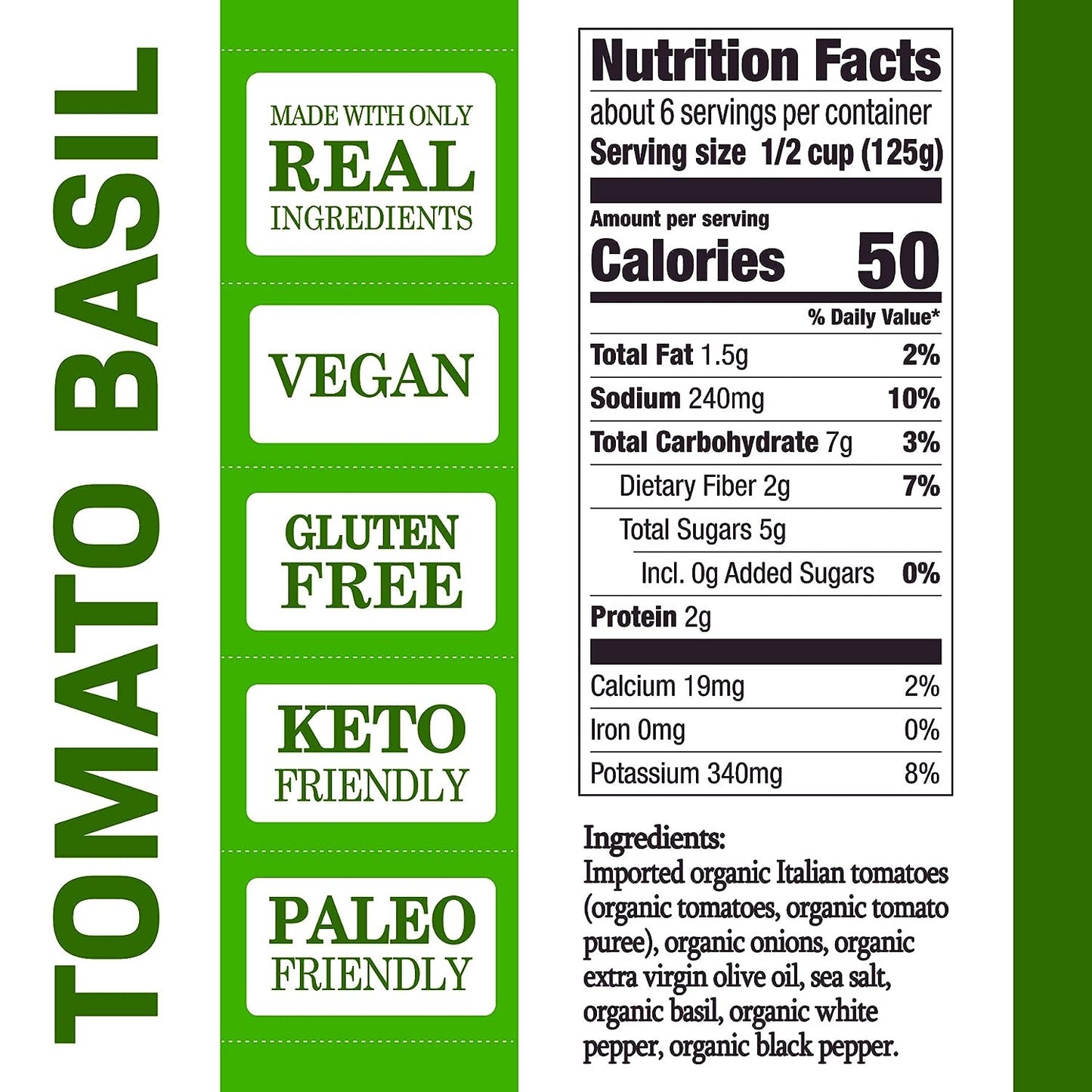 Organico Bello Tomato Basil Pasta Sauce - Pack of 3 - Organic Gluten Free