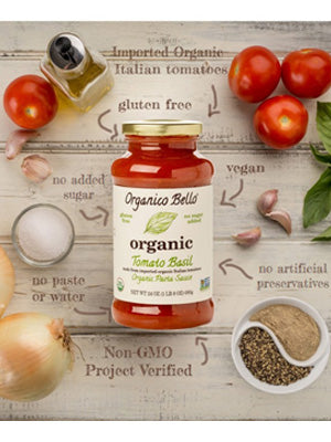 Organico Bello Tomato Basil Pasta Sauce - Pack of 3 - Organic Gluten Free