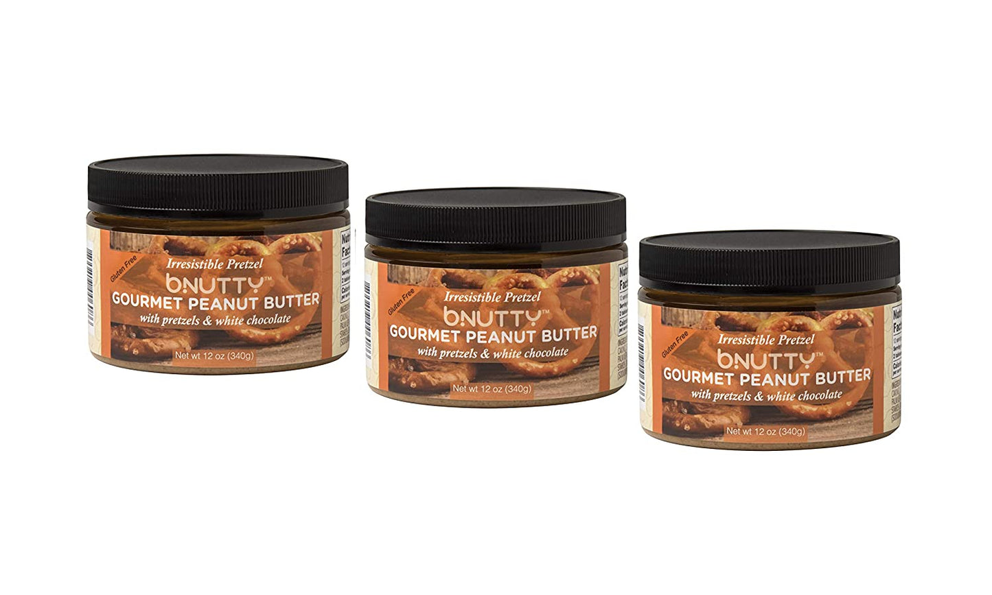 bNutty Simply Salted Caramel Gourmet Peanut Butter - Gluten Free - Natural Peanut Butter - 12oz Jars - 3 Pack