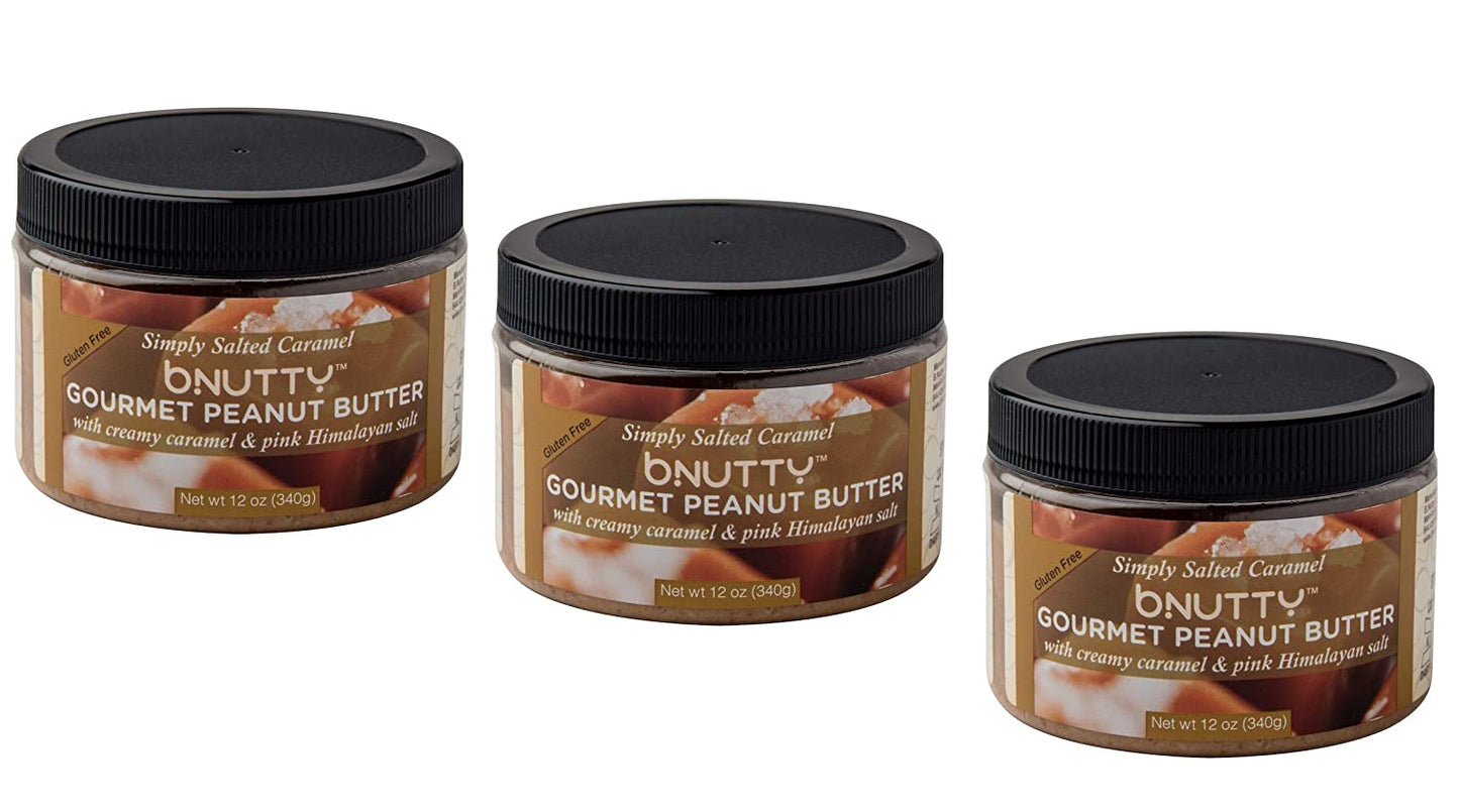 bNutty Irresistible Pretzel Gourmet Peanut Butter - Gluten Free - Natural Peanut Butter - 12oz Jars - 3 Pack