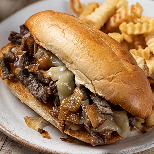 Philly Cheesesteak Sirloin Sandwiches - 4 oz - Pack of 8 - Fully assembled Steakhouse Quality - Just Heat & Eat!