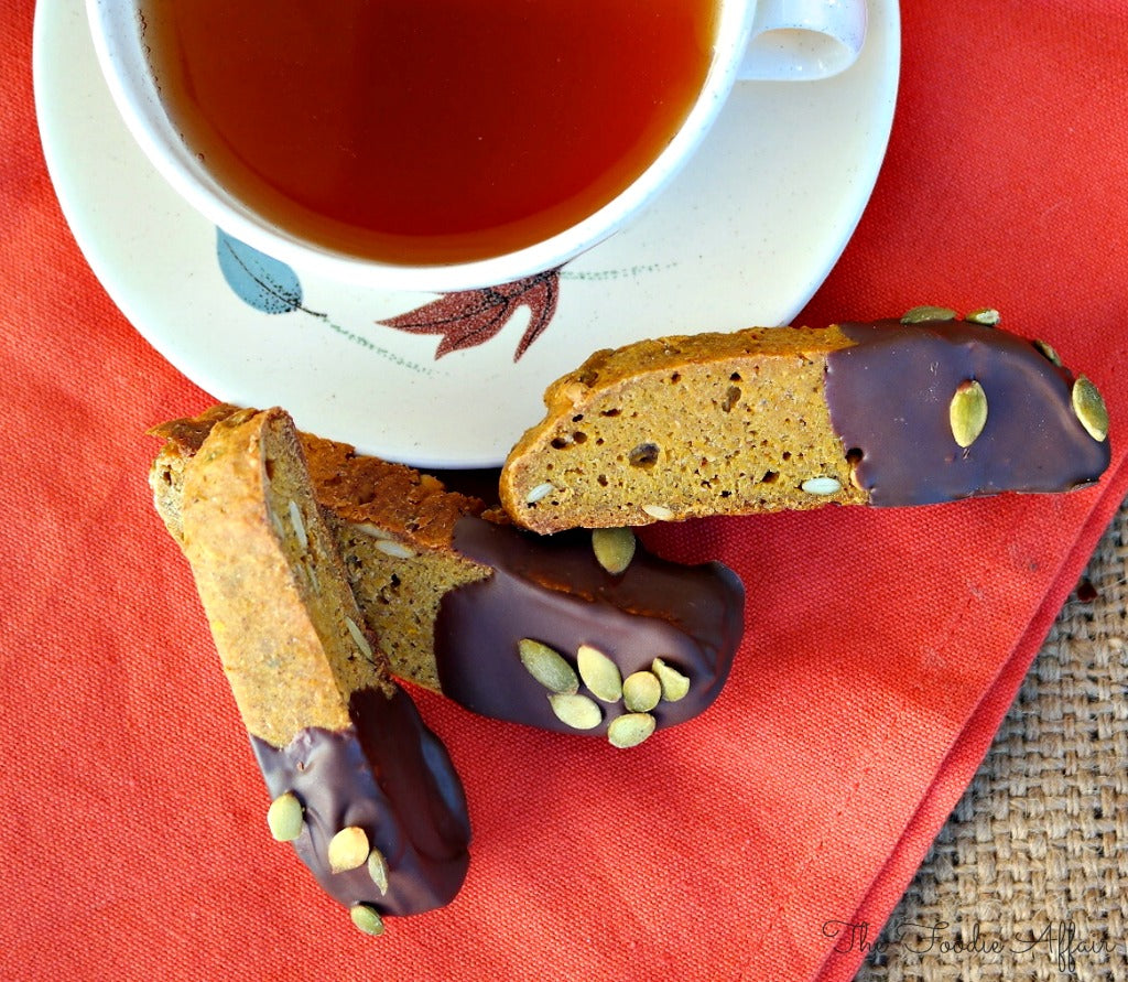 Pumpkin Biscotti Dipped in Chocolate - 1 Dozen
