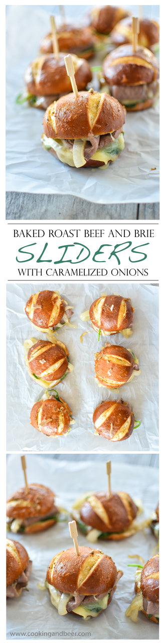 Baked Roast Beef and Brie Sliders with Caramelized Onions