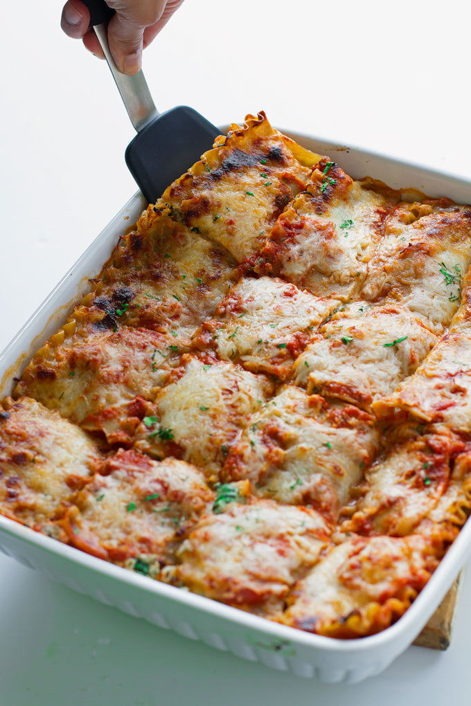 Skinny Mushroom Spinach Lasagna