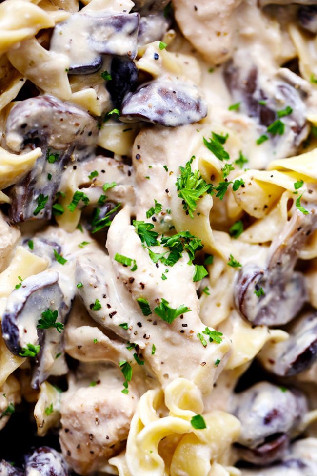 Slow Cooker Chicken and Mushroom Stroganoff