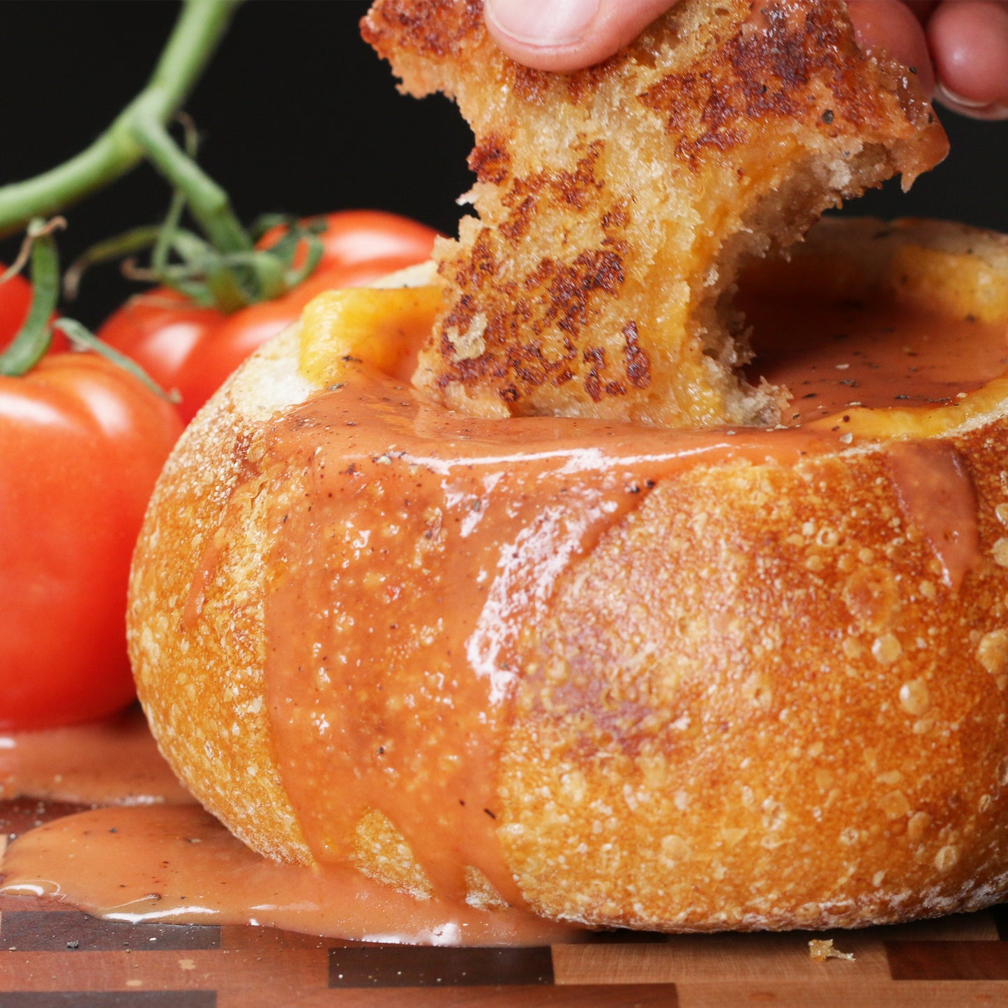 Rustic Tomato Basil Soup with Boule Bread Bowls - includes 4