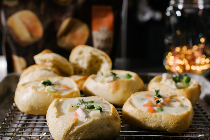 Mini Chicken Noodle Soup Boule Bread Bowls - includes 12