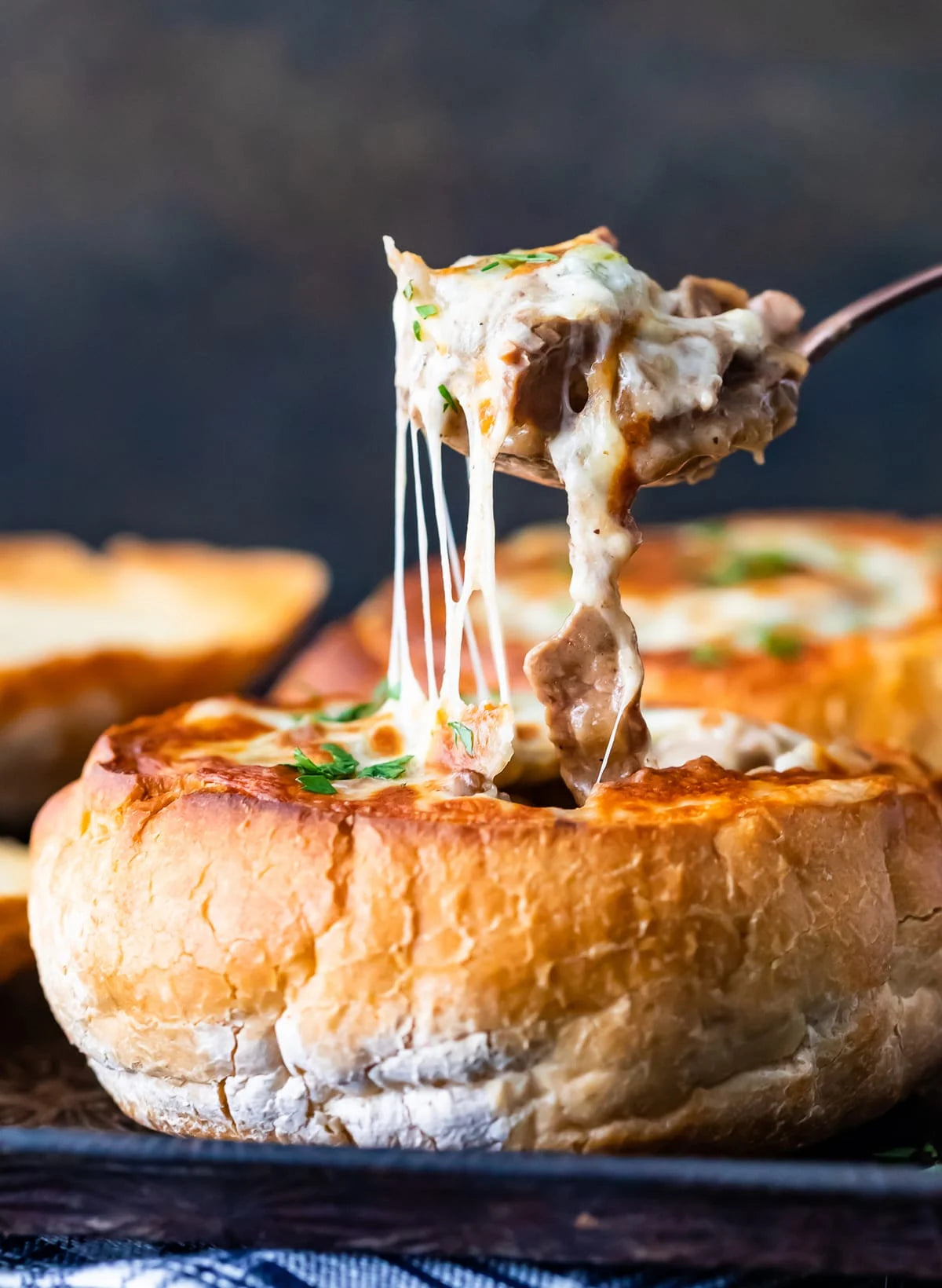 Philly Cheesesteak Soup with Boule Bread Bowls - includes 4
