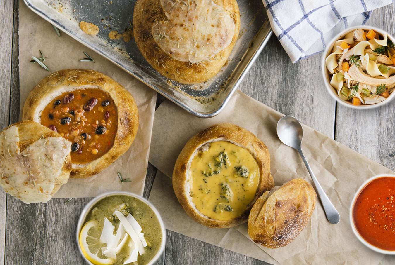 Rustic Tomato Basil Soup with Boule Bread Bowls - includes 4