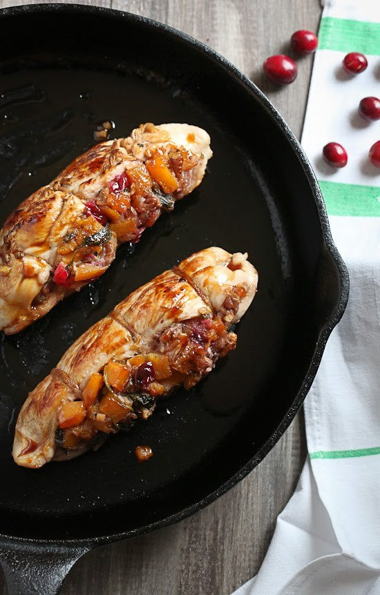 Butternut Stuffed Turkey Tenderloin with Cranberries and Pecans