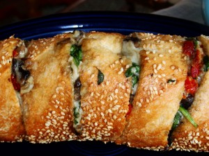 Spinach, Mushroom and Sun-Dried Tomato Mozzarella Stuffed Bread
