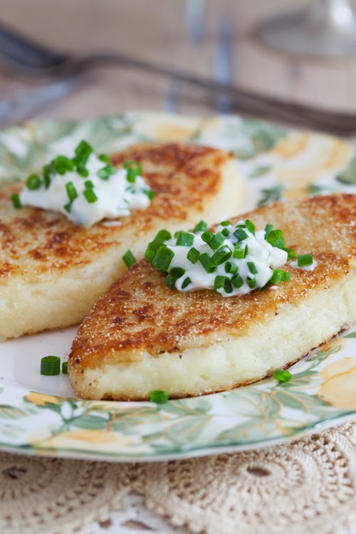Potato Cakes Stuffed with Mushrooms, Onions & Chives