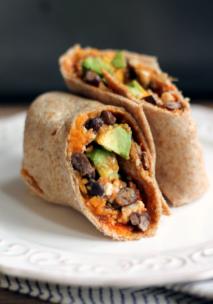 Sweet Potato, Black Bean & Egg White Breakfast Burritos