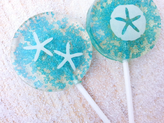Beach Wedding Sparkle Lollipops - Six Included, many flavors