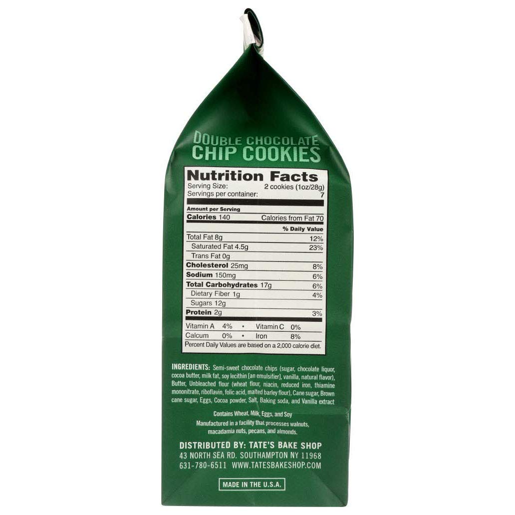 Tate's Bake Shop Double Chocolate Chip Cookies 7 oz - Pack of 3