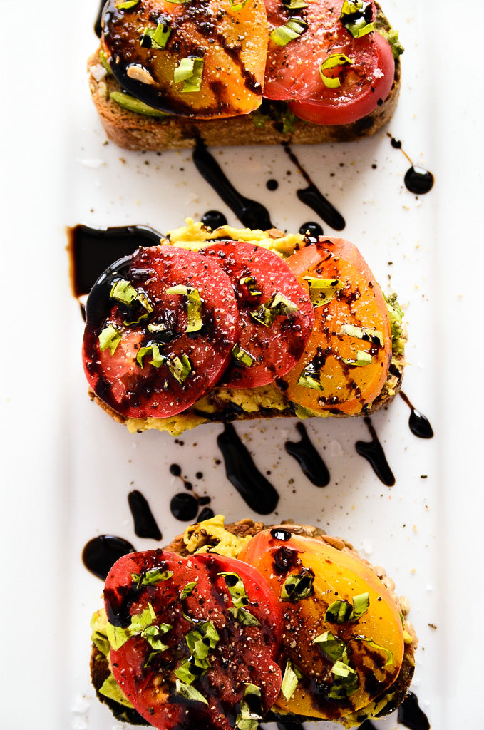 Avocado and Heirloom Tomato Toast with Balsamic Drizzle