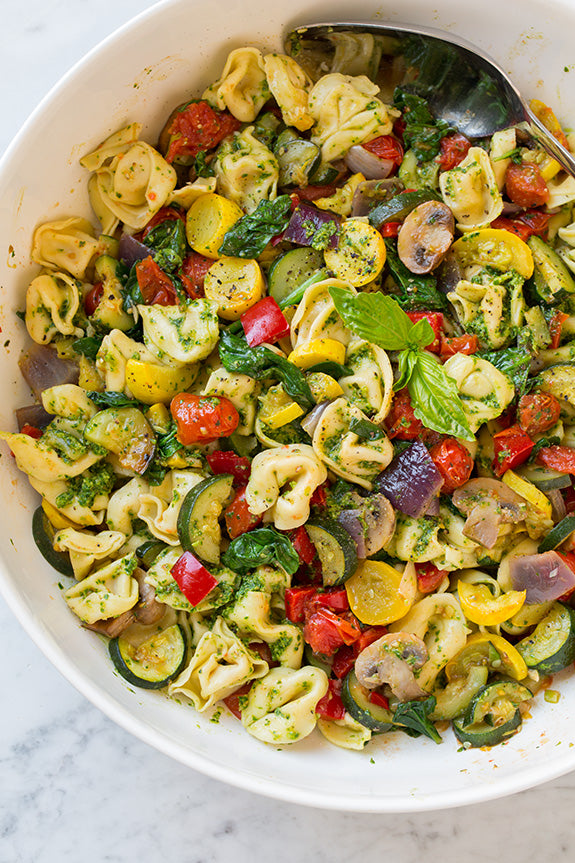 Tortellini with Pesto and Roasted Veggies