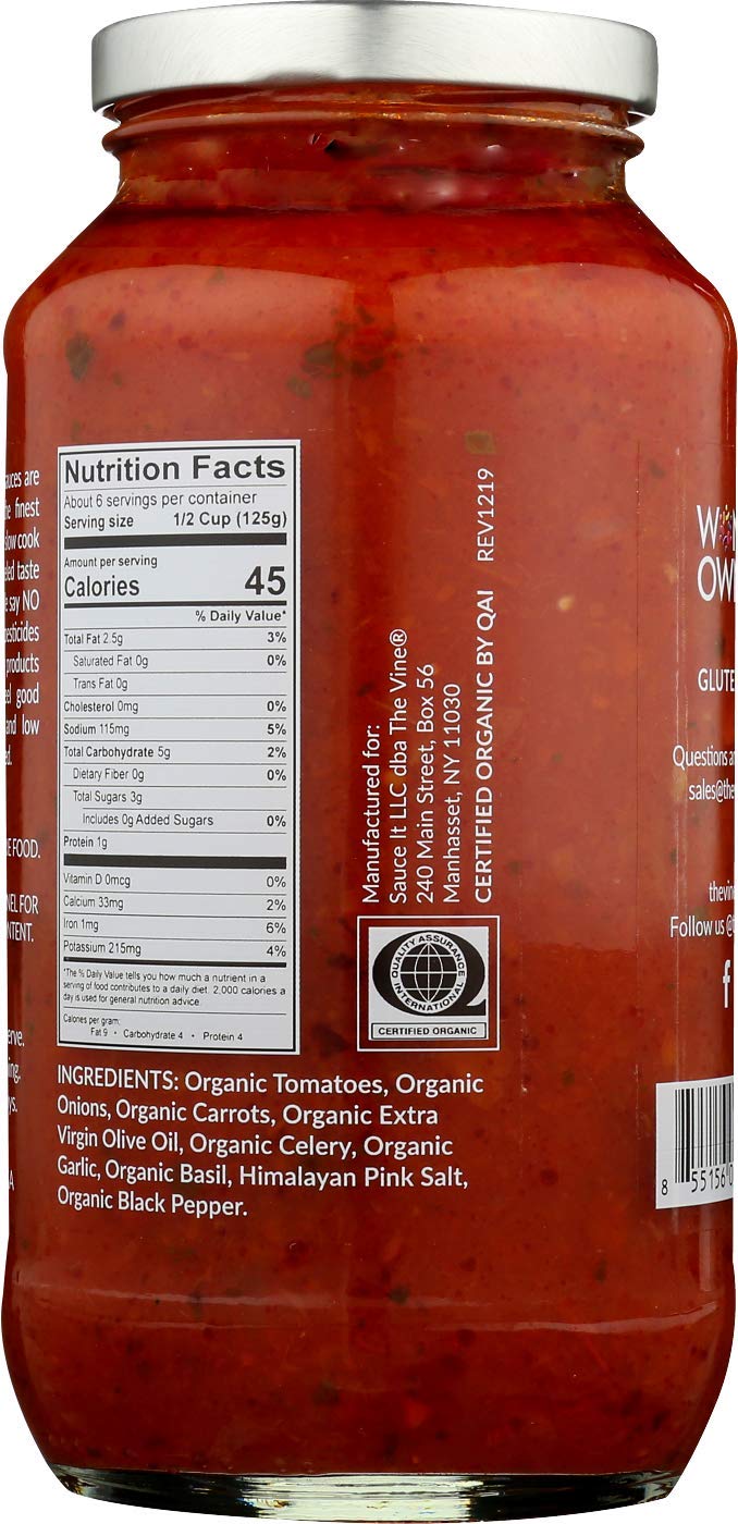 The Vine Vegan Marinara 3-pack, Low Sodium, Low Carb, Non GMO, Kosher