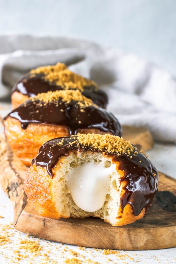 Vegan Mini Baked S'Mores Donuts Marshmallow Cream Filling Chocolate Glaze - 2 Dozen