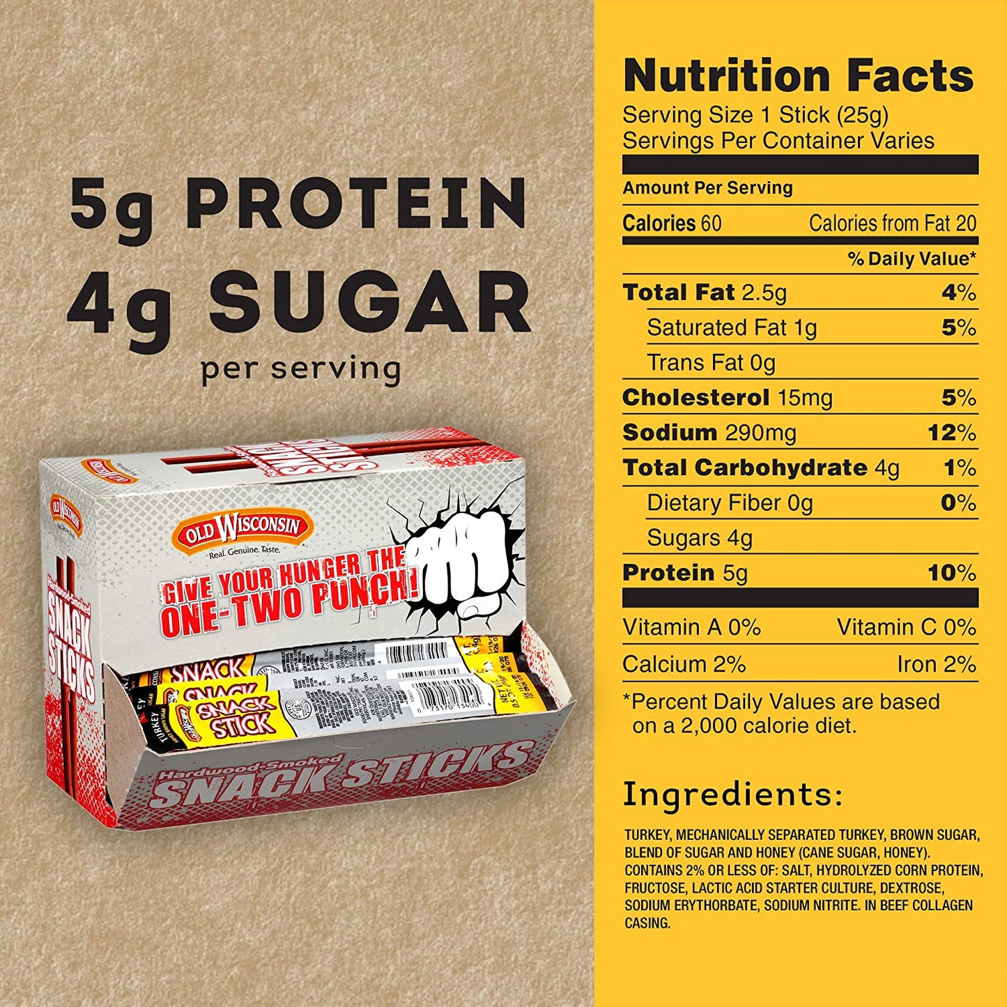 Honey Turkey Sausage Snack Sticks - Gluten Free - Pack of 42