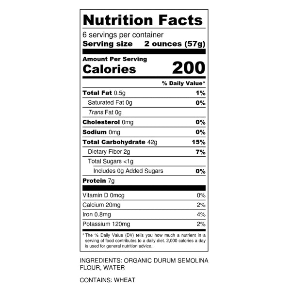 Reginetti Organic Durum Semolina Pasta - DF, Non-Gmo, Vegan - 6 Pack