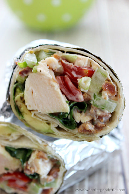Bacon Lettuce Avocado Tomato Chicken Salad Wraps