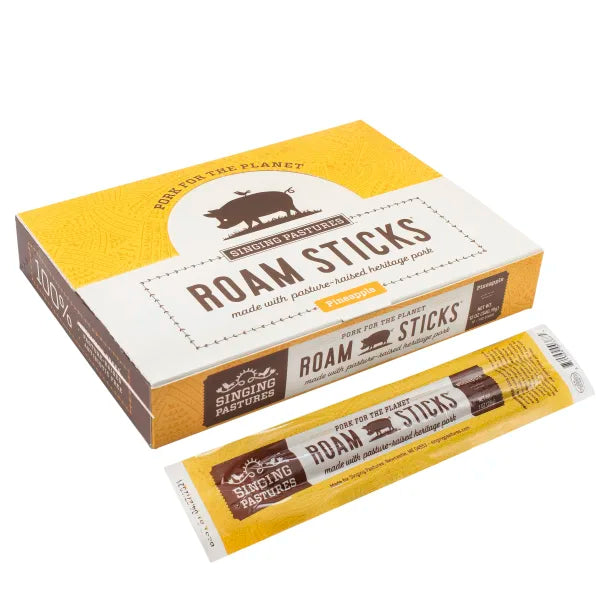 Hickory Smoked Pork with Pineapple Snack Roam Sticks - includes 12