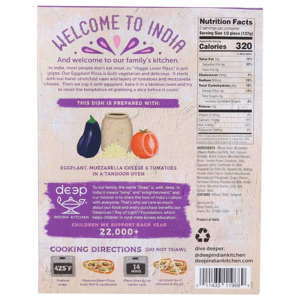 Deep Indian Kitchen Eggplant Naan Pizza, 7.8 oz - 12 per case