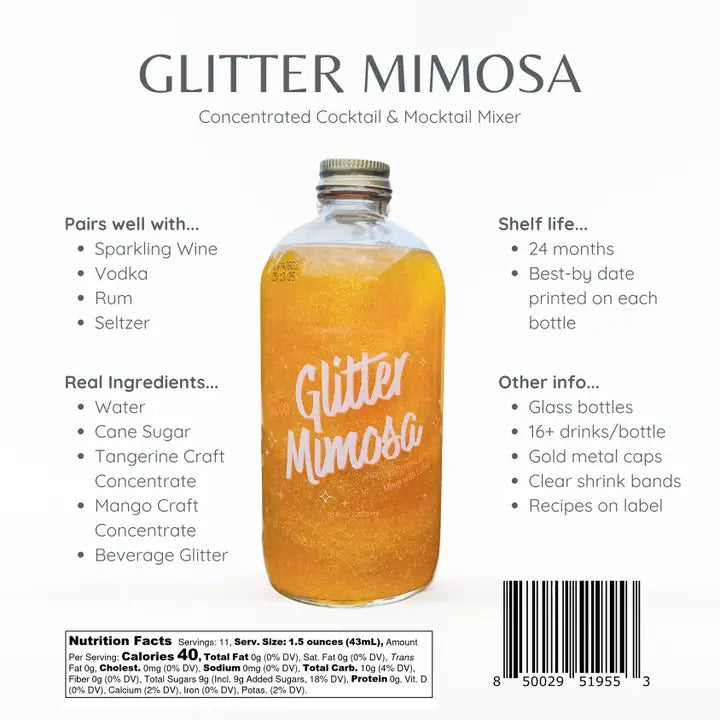 Glitter Cocktail Box: 3 of Our Glitter-Infused Mixers - Glitter Sangria, Glitter Mimosa & Glitter Simple Syrup