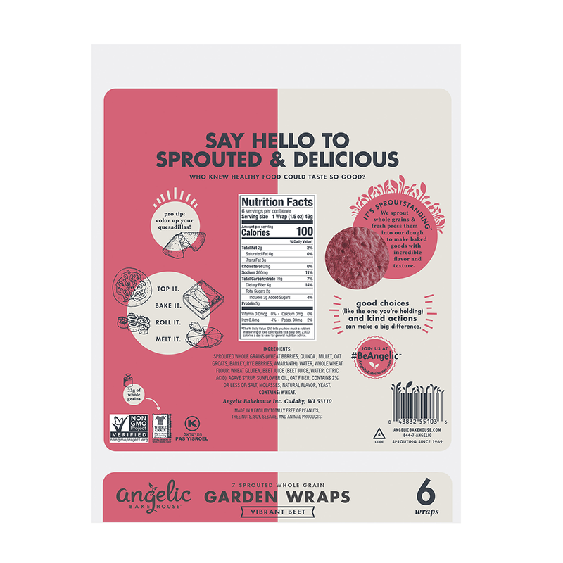 Sprouted Whole Grain Beet Wraps Tortillas