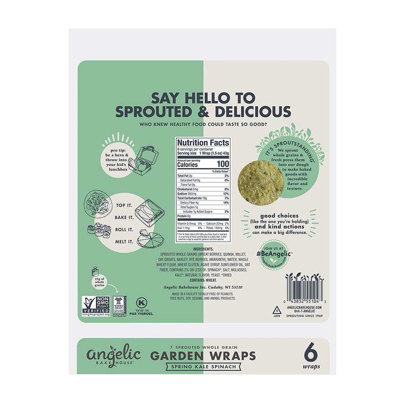Sprouted Whole Grain Kale & Spinach Wraps Tortillas