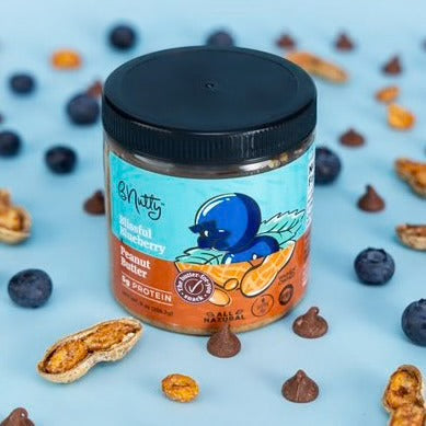 bNutty Blissful Blueberry Gourmet Peanut Butter – Gluten Free – Natural Peanut Butter – 12oz Jars – 3 Pack