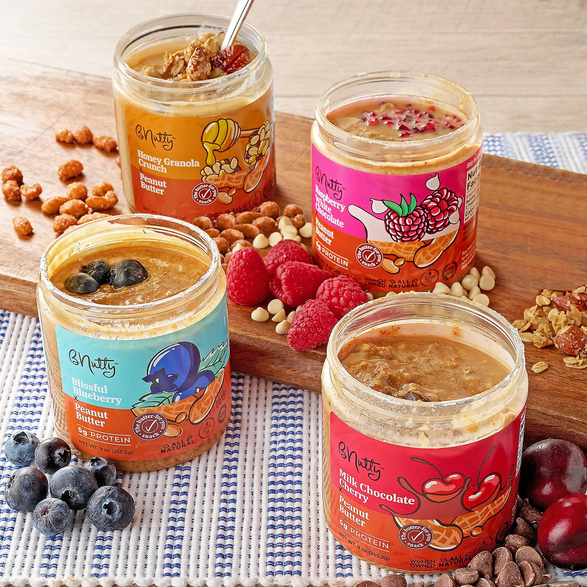 BNutty Joyful Cranberry Chocolate Gourmet Peanut Butter – Gluten Free – Natural Peanut Butter – 12oz Jars – 3 Pack
