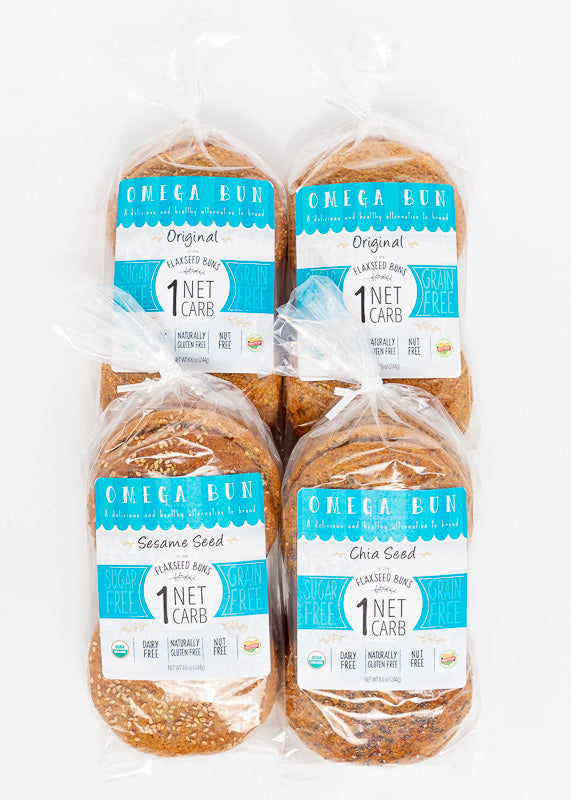 Omega Buns - Sandwich Buns GF, Keto - Variety 4 Pack