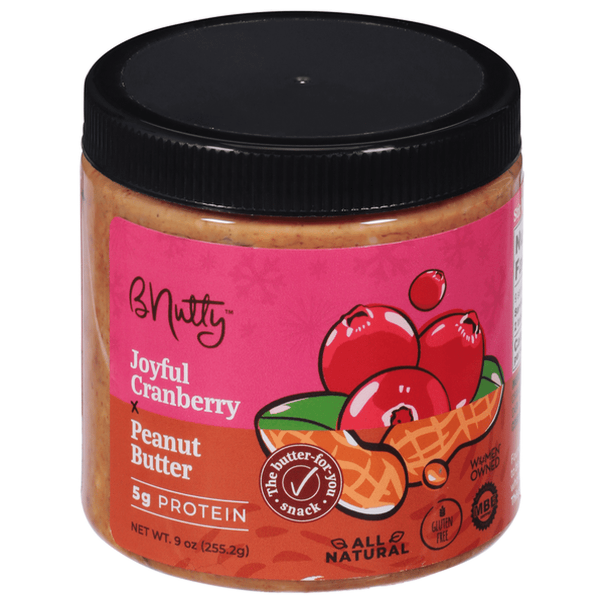 BNutty Joyful Cranberry Chocolate Gourmet Peanut Butter – Gluten Free – Natural Peanut Butter – 12oz Jars – 3 Pack