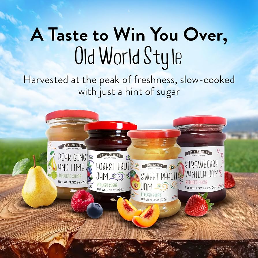 Old World Foods Jam Assortment – 4 CT / 9.52 oz each