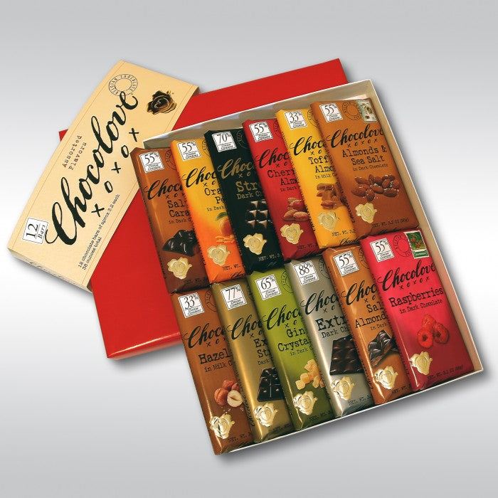 12 Bars of Chocolove xoxox Chocolate Bar Gift Set