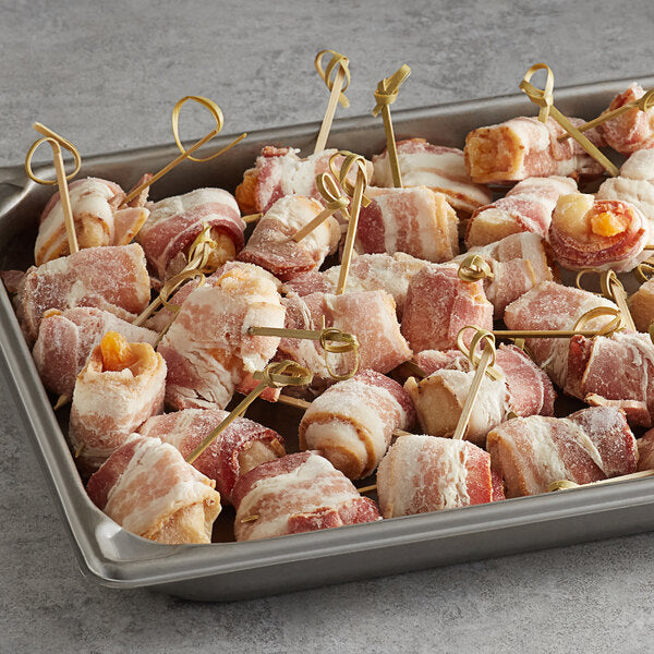 Bacon Wrapped Chicken and Apricot on Skewer - 50/Case