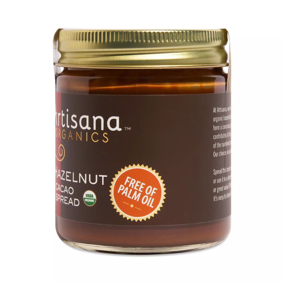 Artisana Organics Hazelnut Cacao Spread, 8 oz | No Palm Oil, Sweetened with Coconut Sugar