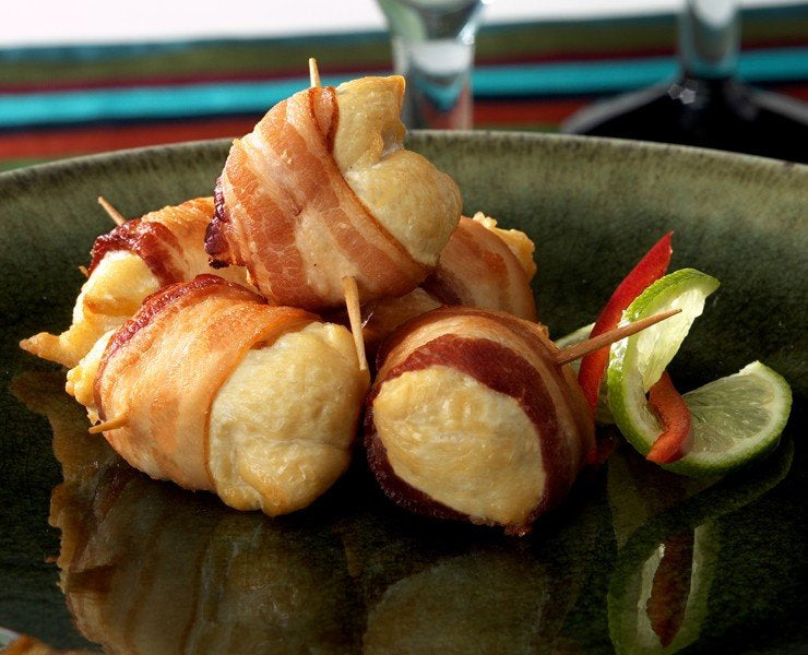 Bacon Wrapped Chicken with Jalapeno Cheese - 100 pieces per tray