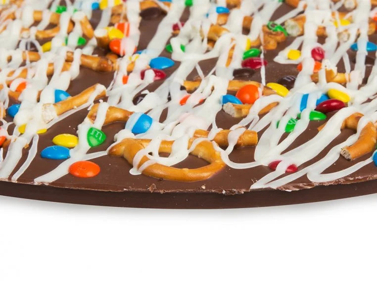 12" Solid Chocolate Pizza - Easter Candy Bits & Pretzels