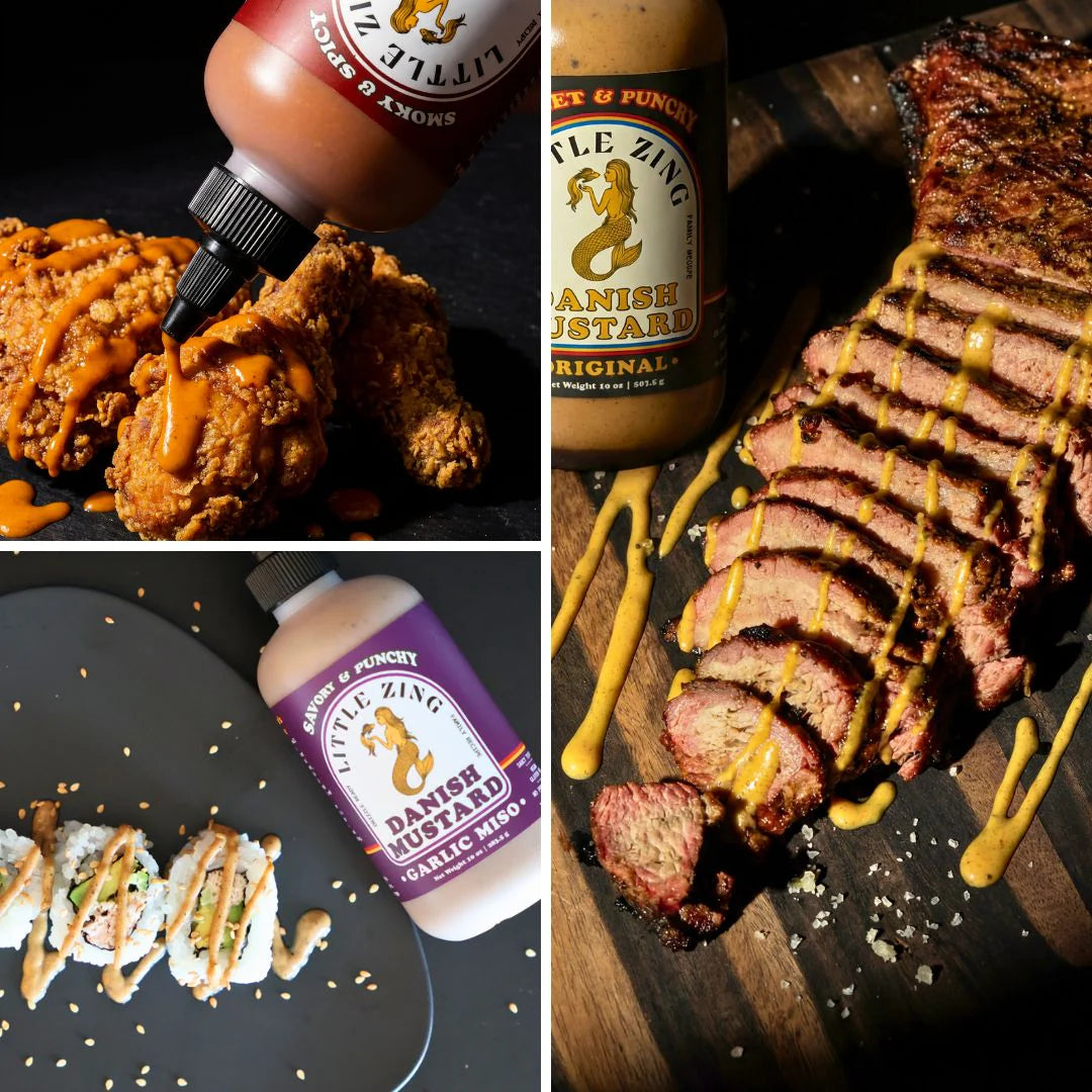 Little Zing Danish Mustard Variety Pack (3-Pack) – Original, Garlic Miso & Chipotle Lime