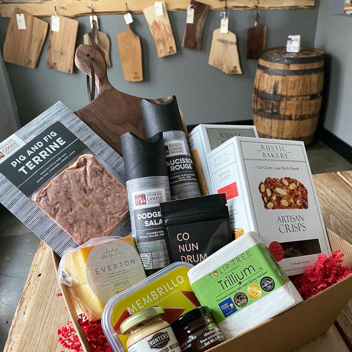 Charcuterie Build a Board Gift Basket w/ Wooden Board