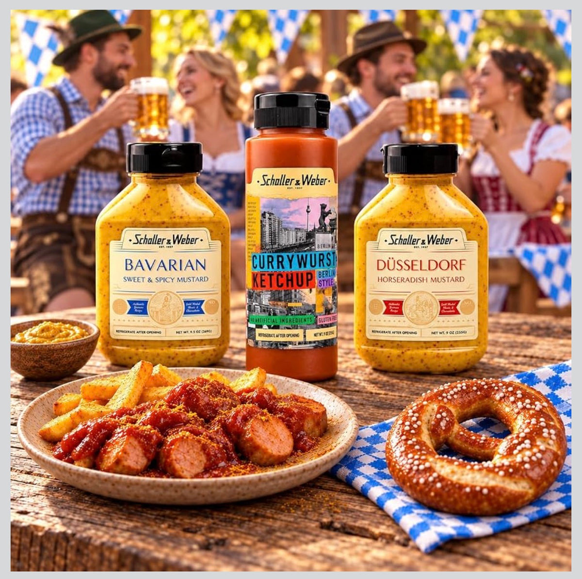 Schaller & Weber German Mustard & Currywurst Ketchup Trio, Gluten-Free