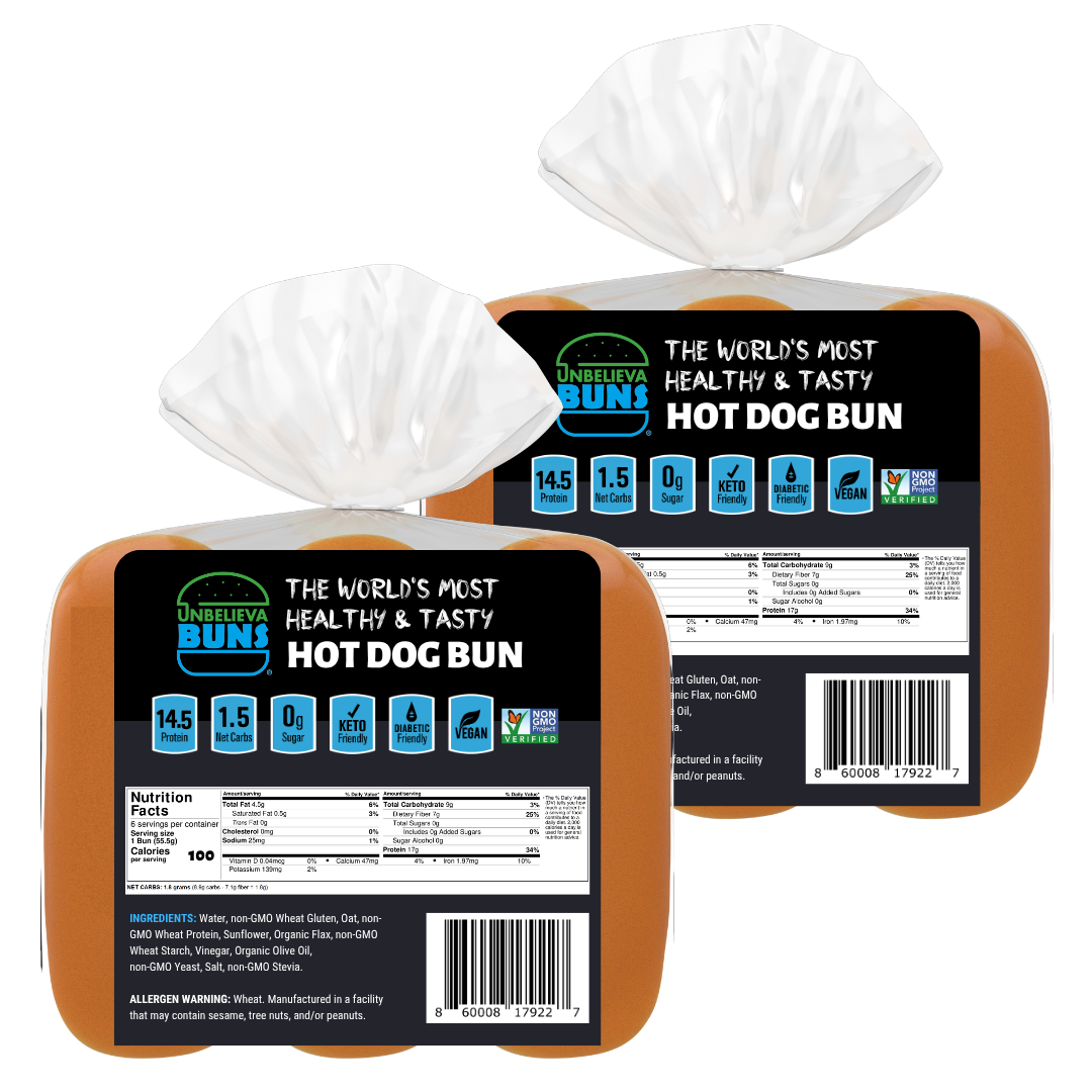 Summer Cookout Bundle - 2 Bags Each Original UnbelievaBuns, Hot Dog Buns, UnbelievaFlour