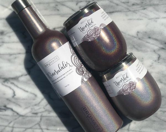 Winesulator + 2 Uncork'd XL Wine Glasses/Lid | GLITTER MERLOT