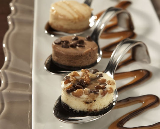 Chocolate Caramel Mini Cheesecake Assortment - 50 pieces per tray